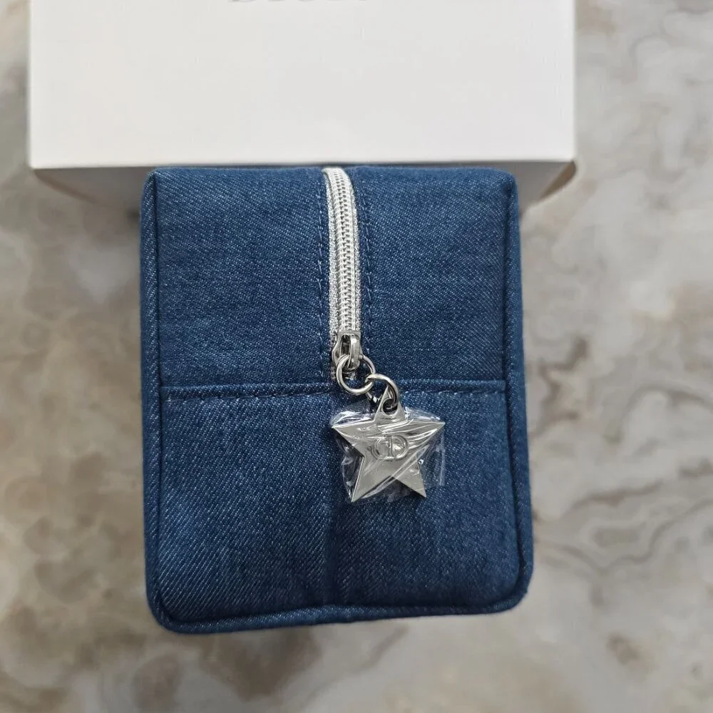 NEW Dior Denim Cosmetic Bag Blue with Dior Addict Lip Maximizer and Diorshow Mas